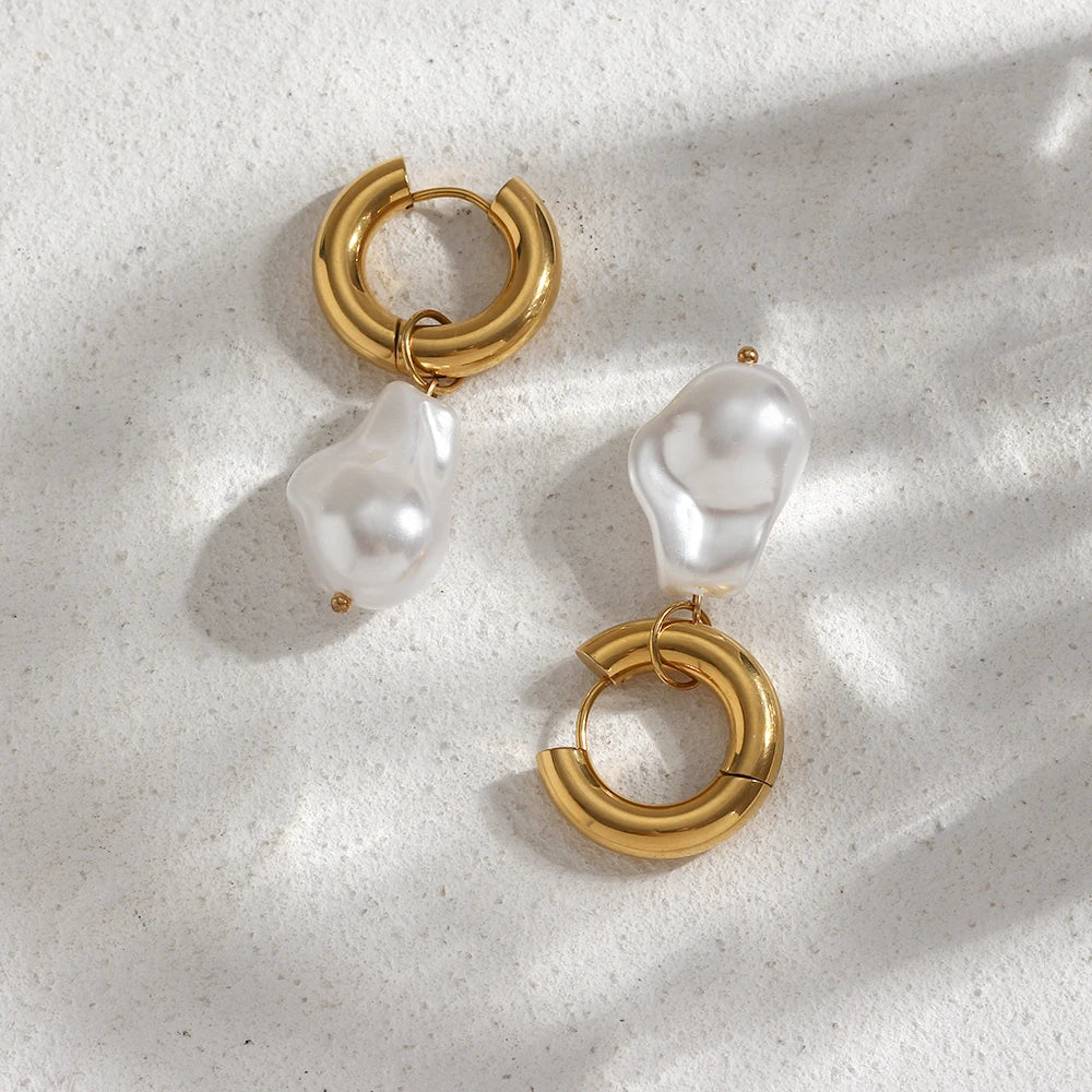 עגילי חישוק פנינה