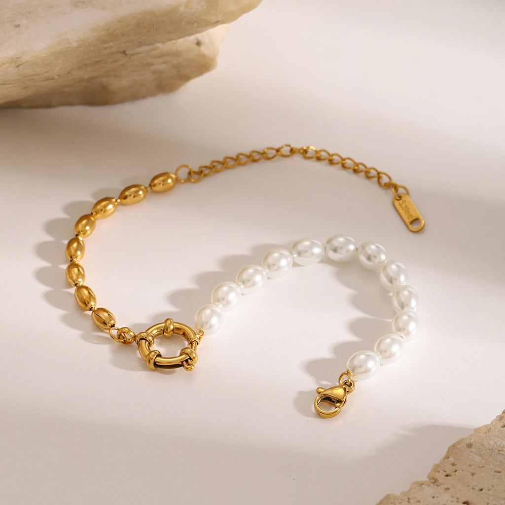 צמיד פנינה אליפטי