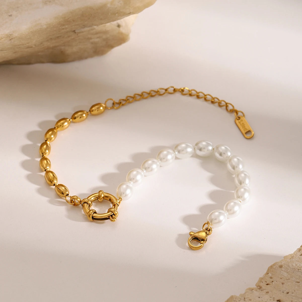 צמיד פנינה אליפטי