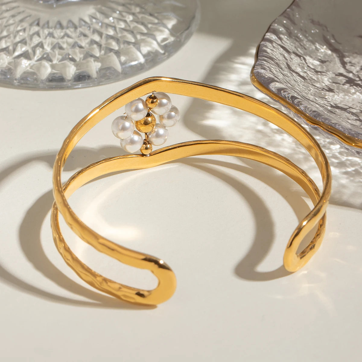 צמיד פנינים פרחוני