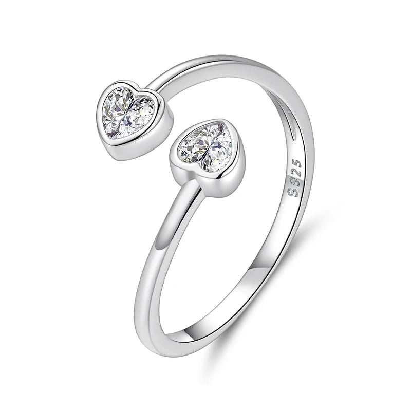 טבעת לבבות משולבים זירקון