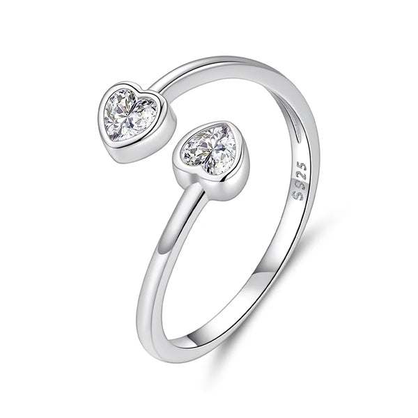 טבעת לבבות משולבים זירקון