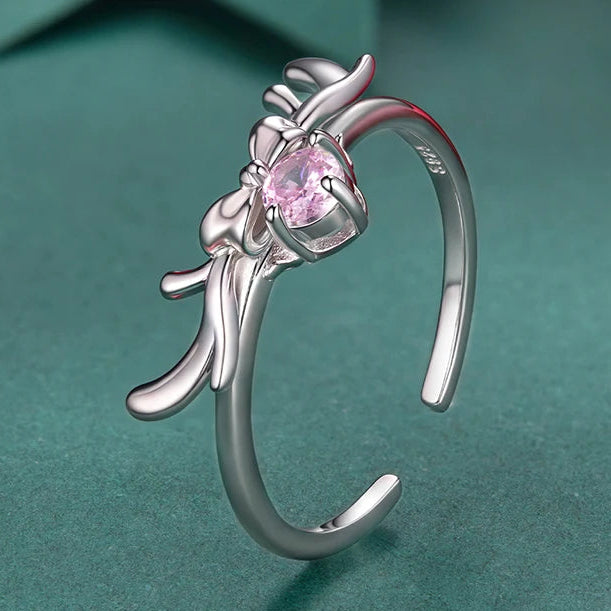 טבעת פפיון זירקון ורוד