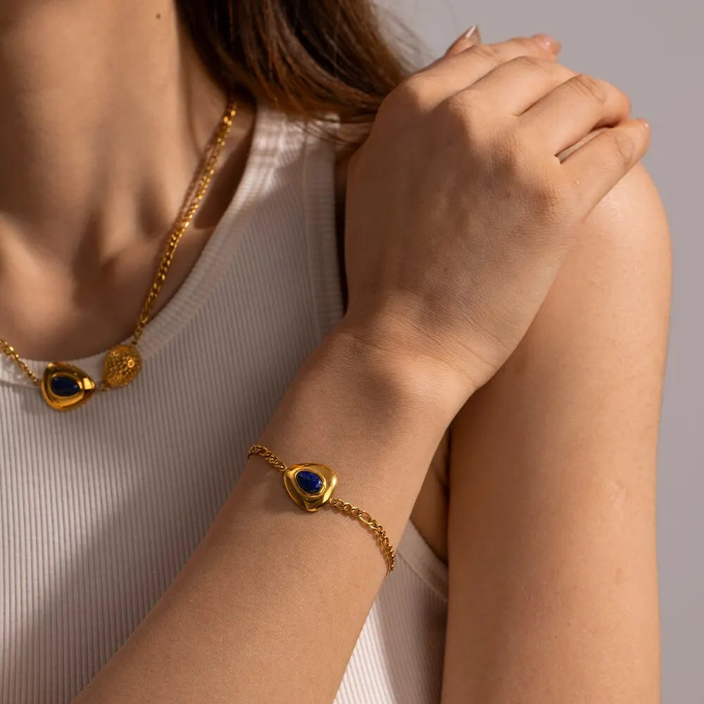 צמיד גאומטרי עם לפיס לאזול