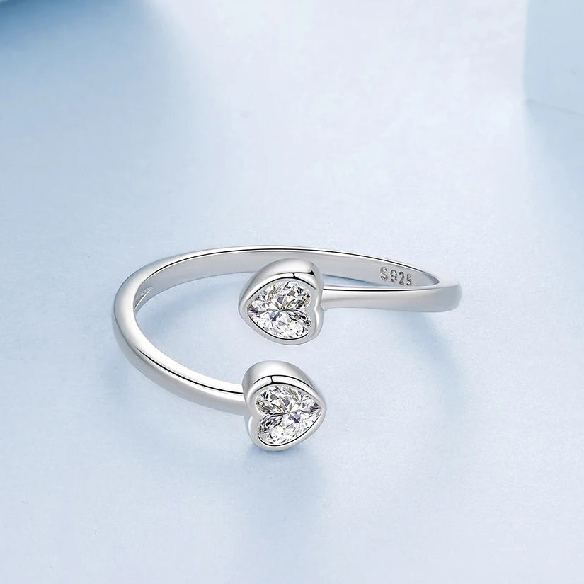 טבעת לבבות משולבים זירקון