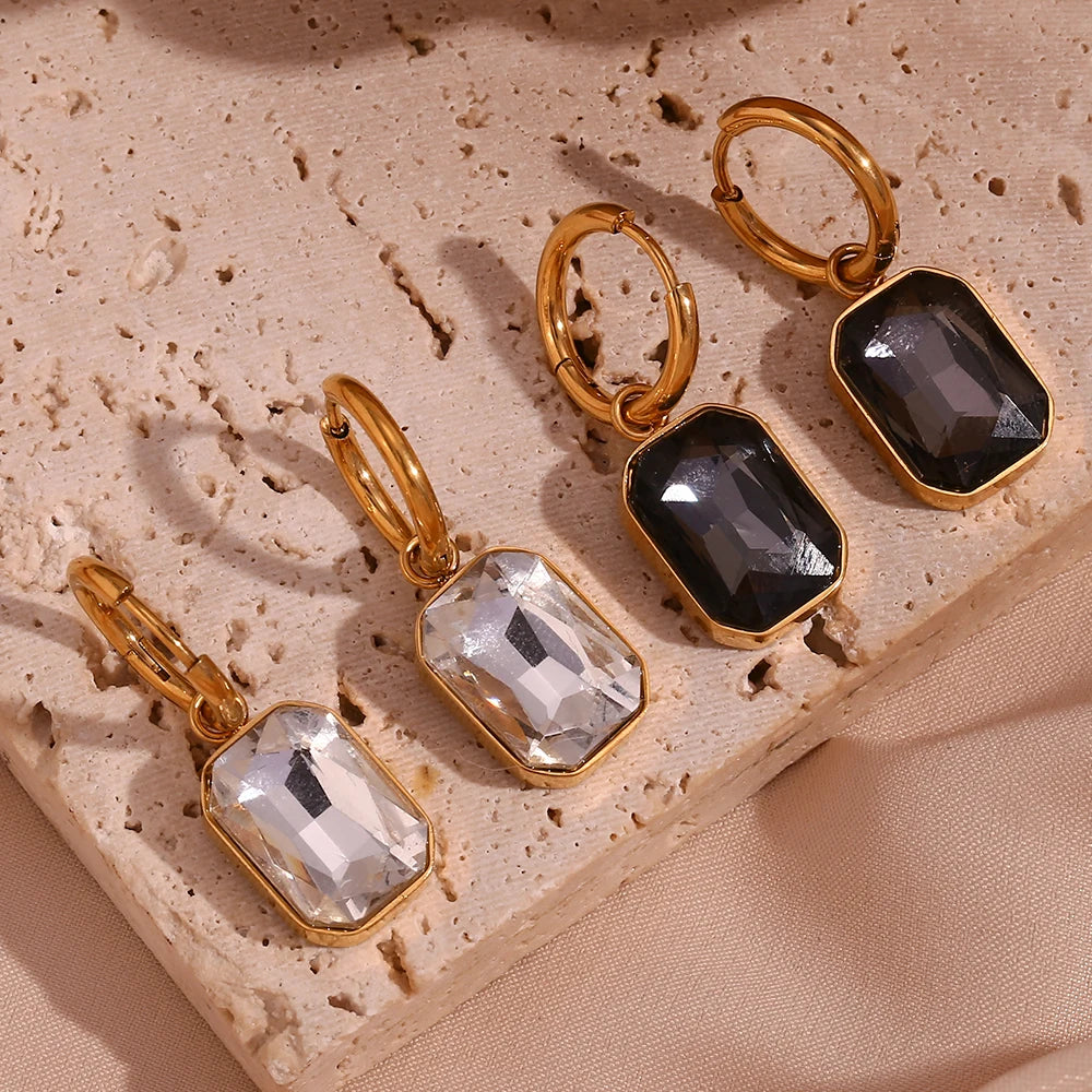 עגילי חישוק עם תליון זירקון