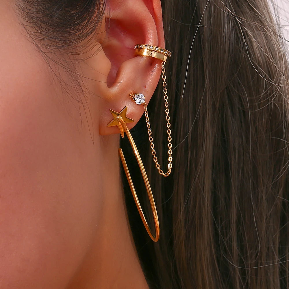 עגילי חישוק כוכב