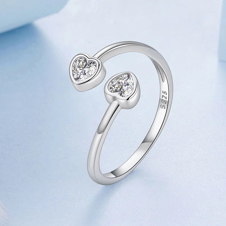 טבעת לבבות משולבים זירקון