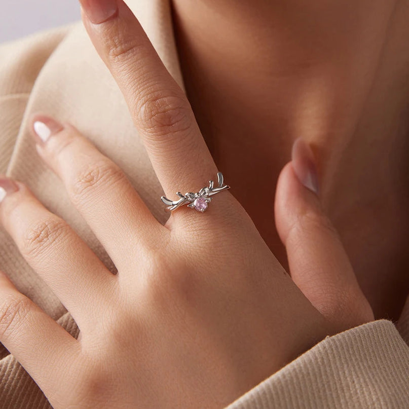 טבעת פפיון זירקון ורוד