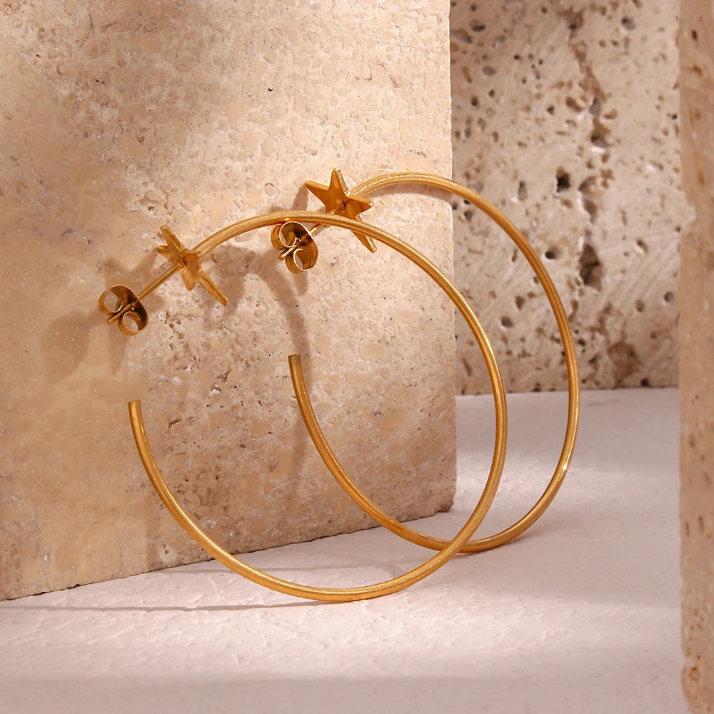 עגילי חישוק כוכב