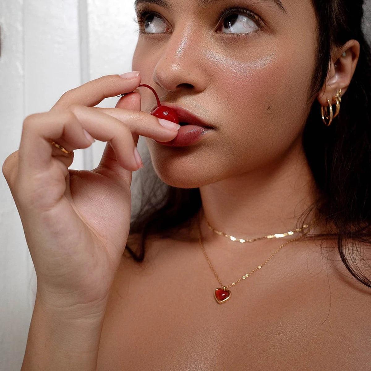 שרשרת לב ואבן טבעית