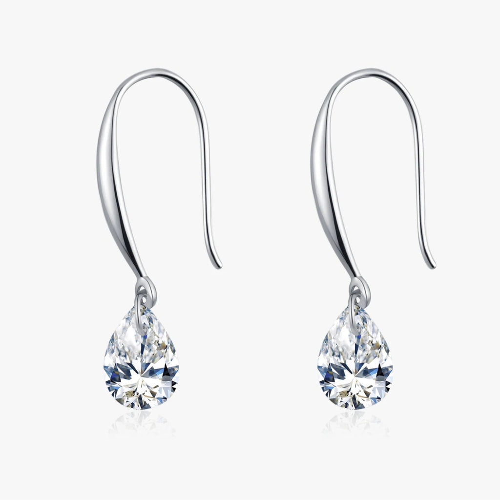 עגילי דרופ טיפה עם זירקון