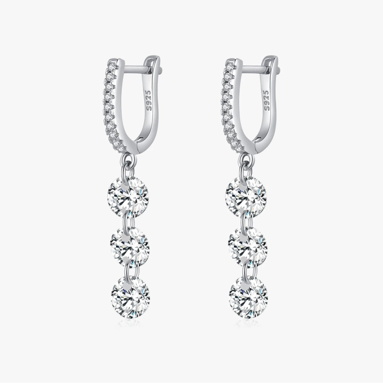 עגילי דרופ גאומטריים עם זירקון