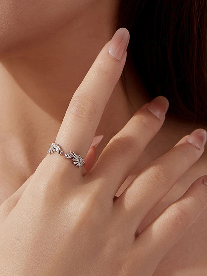 טבעת פרח זירקון פתוחה