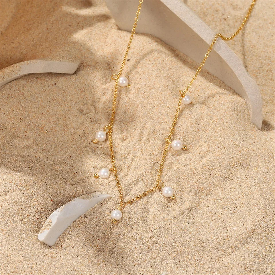 שרשרת תליון פנינה עגולה