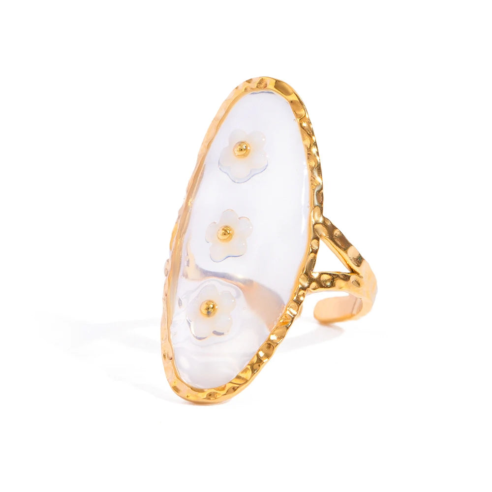 טבעת שלישיית פרחי אם הפנינה