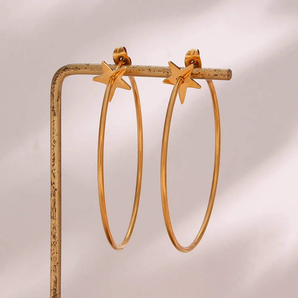 עגילי חישוק כוכב