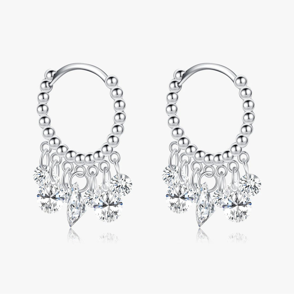 עגילי דרופ גאומטריים עם זירקון