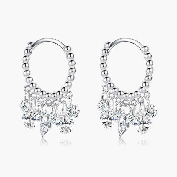 עגילי דרופ גאומטריים עם זירקון