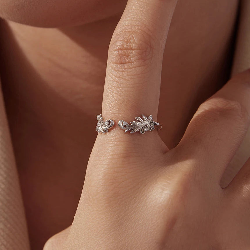 טבעת פרח זירקון פתוחה