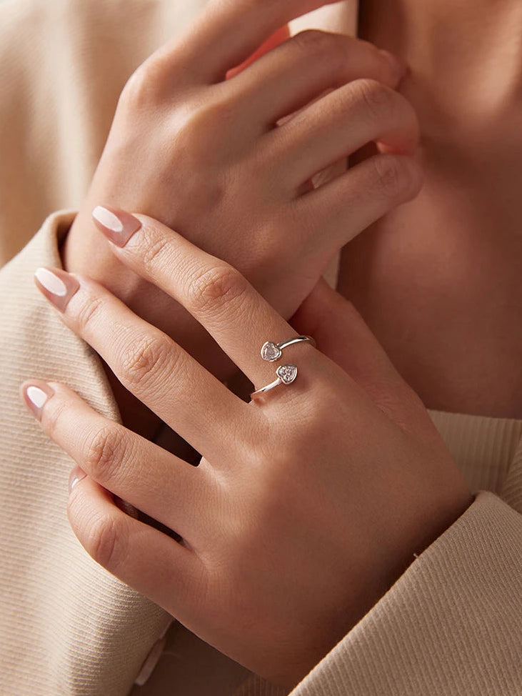 טבעת לבבות משולבים זירקון